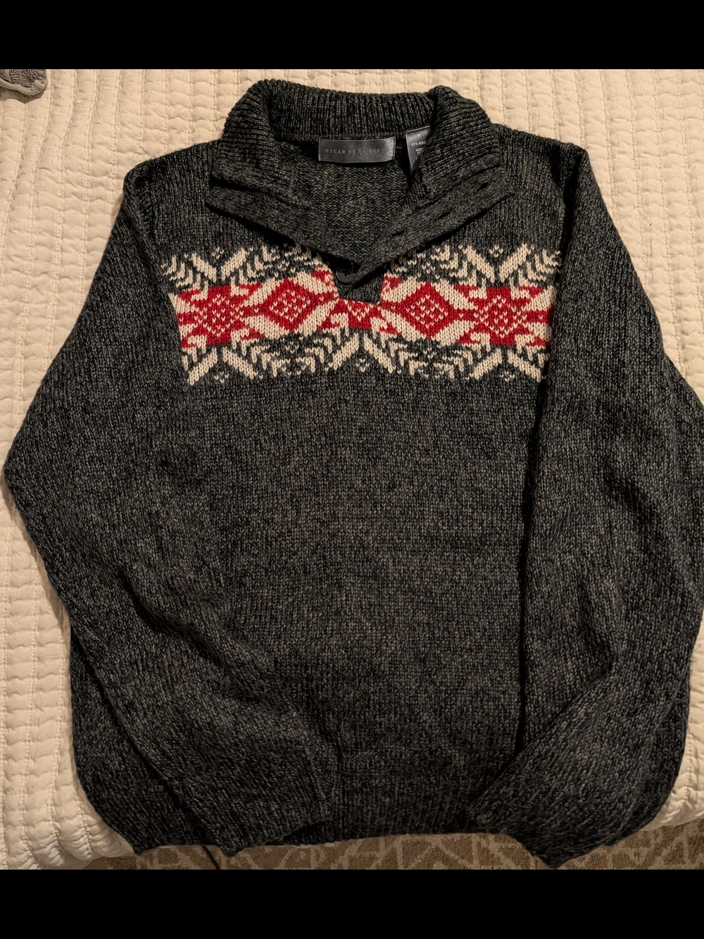 Oscar de la Renta Vintage Grey Men's Crewneck Sweater